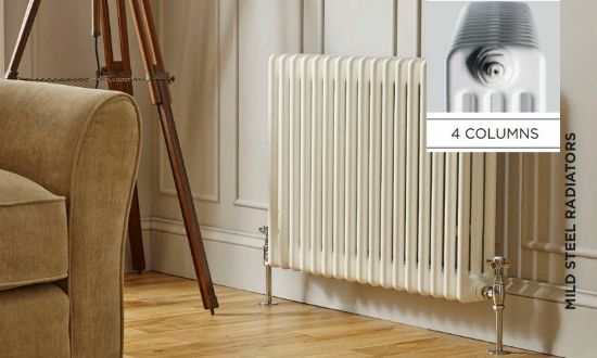 Laser Klassic Horizontal 4 Column White Radiator